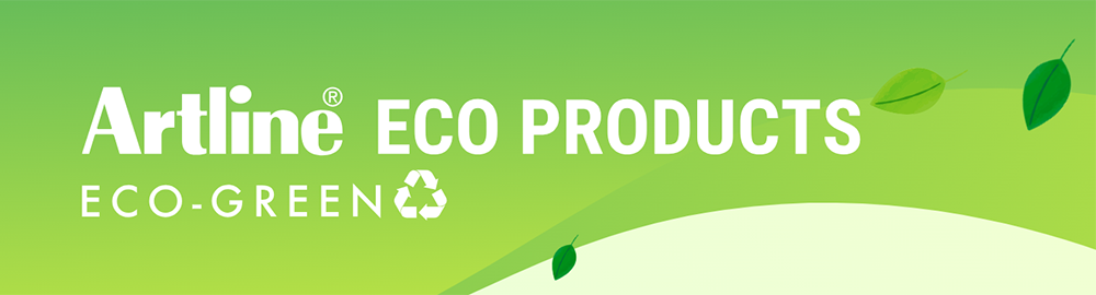Artline ECO PRODUCTS logo banner inspired by recycling and nature.
