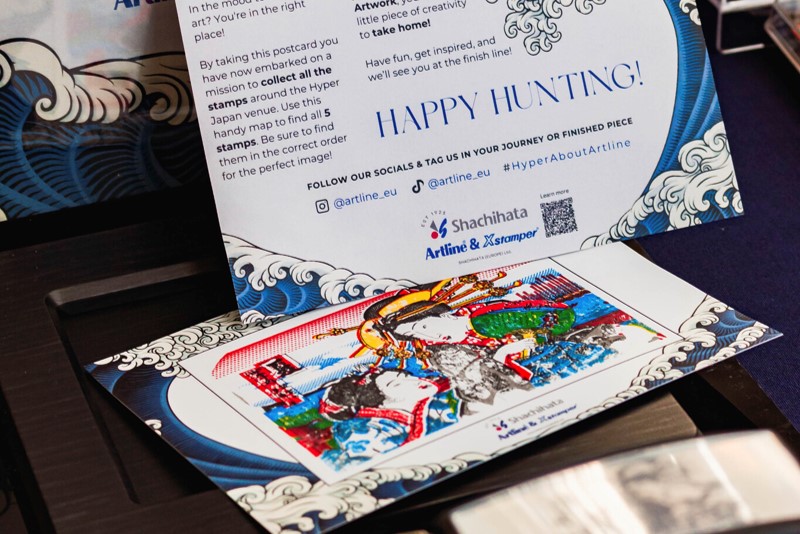 A card layered with stamps using the Ukiyo-e Layer Stamp Kit.