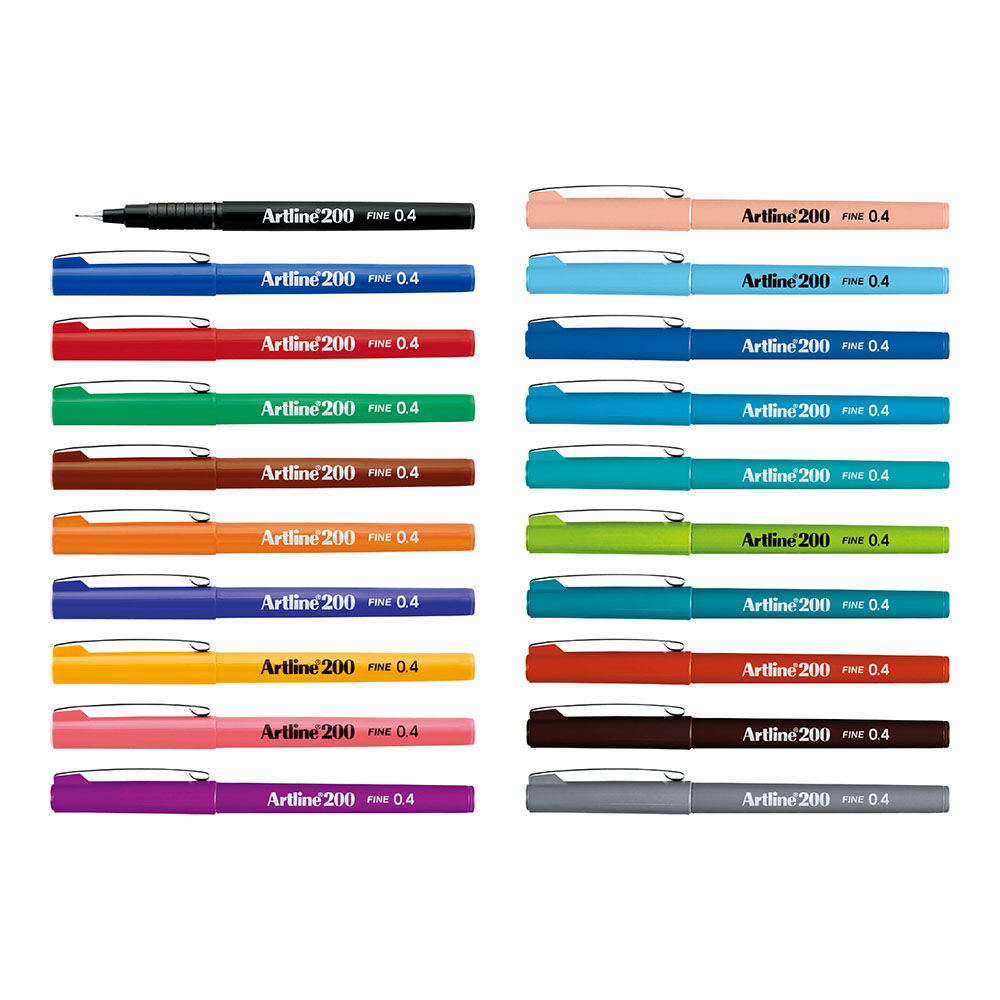 20 bolígrafos de todos los colores de tinta de Artline 200.