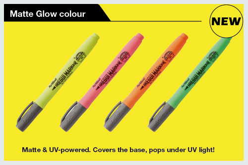 4markers of Artline IREGUI MARKER, Matte Glow colour.